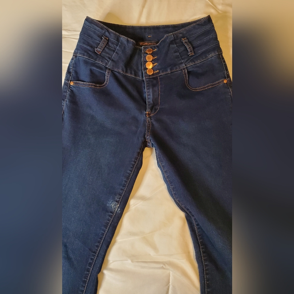 Cest Toi Jeans High-Waisted Dark Blue Women's Jeans - Picture 4 of 14